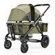 Vevor Poussette Tout-terrain Avec Wagon 2 Places Pliable Avec Auvent Vert Olive Foncé