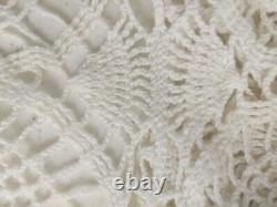 Vtg Main Crochet Couverture Blanc Twin / Double Couvre-lit Ou Nappe 77x91 Pouce