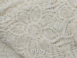 Vtg Main Crochet Couverture Blanc Twin / Double Couvre-lit Ou Nappe 77x91 Pouce