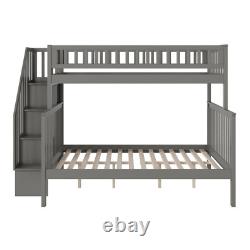 Woodland Staircase Bunk Bed Twin Over Full En Gris