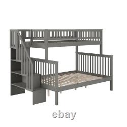 Woodland Staircase Bunk Bed Twin Over Full En Gris